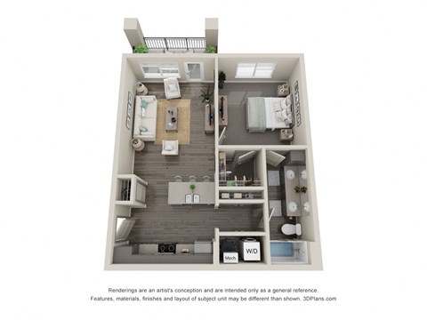 1 bed 1 bath floor planA at Trinity Woods, Missouri, 64015